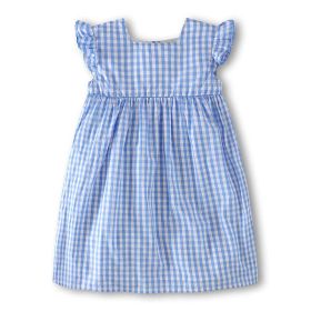 Girl Kids Doll Collar Sleeveless Dress In Summer Outfit Wearing (Size/Age: 140 (8-10Y), Color: Blue)