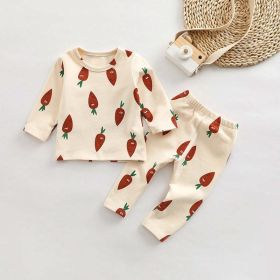 Baby All Over Print Pattern Tops Combo Pants Lovely Sets Home Clothes (Size/Age: 66 (3-6M), Color: Apricot)