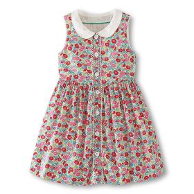 Girl Kids Doll Collar Sleeveless Dress In Summer Outfit Wearing (Size/Age: 140 (8-10Y), Color: Yellow)