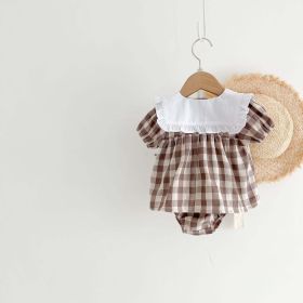 Baby Girls Grid Top Combo Grid Shorts In Sets (Size/Age: 73 (6-9M), Color: Coffee)
