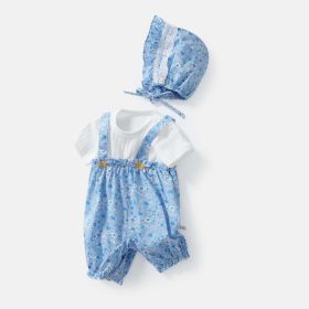 Baby Girls False 2-Pieces Solid Top Combo Floral Print Bottom Romper (Size/Age: 59 (0-3M), Color: Blue)