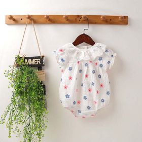 Baby Girl Floral Print Ruffles Collar Short-Sleeved Onesies (Size/Age: 80 (9-12M), Color: White)