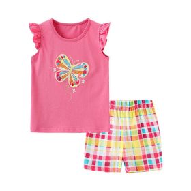 Baby Girl Floral Pattern Crewneck T-Shirt Summer Clothing Sets (Size/Age: 90 (12-24M), Color: Light Pink)