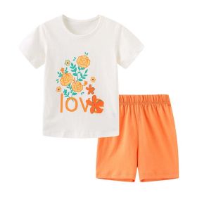 Baby Girl Floral Pattern Crewneck T-Shirt Summer Clothing Sets (Size/Age: 90 (12-24M), Color: White)