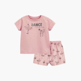 Baby Girl Print Pattern Short Sleeve Crewneck Comfy Summer Sets (Size/Age: 110 (3-5Y), Color: pink)