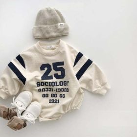 Baby Slogan Print Pattern Long Sleeve Cotton Bodysuit (Size/Age: 73 (6-9M), Color: Apricot)