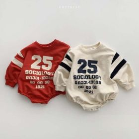 Baby Slogan Print Pattern Long Sleeve Cotton Bodysuit (Size/Age: 80 (9-12M), Color: Red)