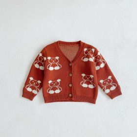 Baby Girl Cartoon Bear Embroidered Graphic Knitted Sleeveless Bodysuit & Cardigan 1-Pieces Sets (Size/Age: 66 (3-6M), Color: Red)