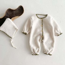 Baby Solid Color Vintage Style Fleece Jumpsuits (Size/Age: 73 (6-9M), Color: White)