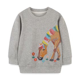 Baby Girl Colorful Animal Print Pattern Crewneck Hoodie (Size/Age: 140 (8-10Y), Color: GREY)