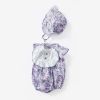 Baby Girl Floral Print Ruffle Design Sleeveless Onesies In Summer