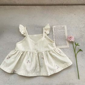 Baby Girl 1pc Floral Embroidered Graphic Ruffle Sling Tops & Shorts Sets (Size/Age: 73 (6-9M), Color: Apricot)