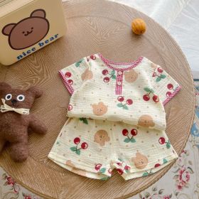 Baby Print Pattern T-Shirt Combo Shorts In Summer Sets (Size/Age: 73 (6-9M), Color: pink)