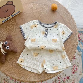 Baby Print Pattern T-Shirt Combo Shorts In Summer Sets (Size/Age: 73 (6-9M), Color: White)