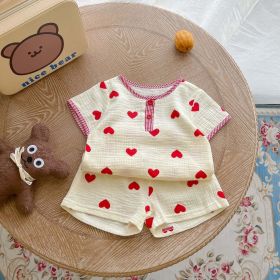 Baby Print Pattern T-Shirt Combo Shorts In Summer Sets (Size/Age: 80 (9-12M), Color: Red)