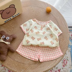 Baby Print Pattern T-Shirt Combo Shorts In Summer Sets (Size/Age: 73 (6-9M), Color: Light Pink)