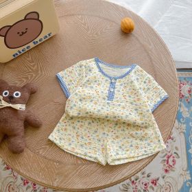 Baby Print Pattern T-Shirt Combo Shorts In Summer Sets (Size/Age: 100 (2-3Y), Color: Blue)