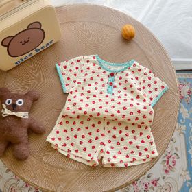Baby Print Pattern T-Shirt Combo Shorts In Summer Sets (Size/Age: 66 (3-6M), Color: Green)