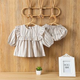 Baby Girl Striped Pattern Shirt Combo Shorts 1 Pieces Sets (Size/Age: 73 (6-9M), Color: Blue)