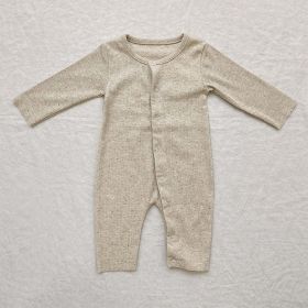 Baby Solid Color Pit Strip Fabric Long Sleeve Onesie Or Jumpsuit (Without Hat) (Size/Age: 80 (9-12M), Color: beige)