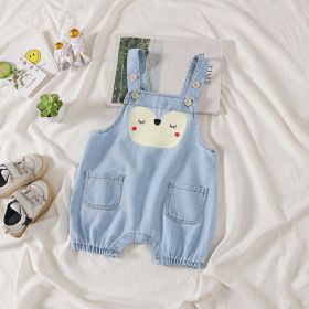 Baby Printed Pattern Light Blue Denim Short Crotch Overalls (Size/Age: 100 (2-3Y), Color: Blue)