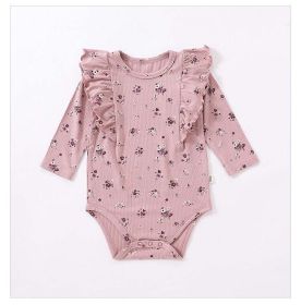 Baby Girl Ditsy Flower Pattern Ruffle Design Onesies With Pants Sets (Size/Age: 66 (3-6M), Color: pink)