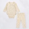 Baby Floral Print Pattern Side Buckle Design Cute Thin Style Air Conditional Clothes Sets