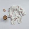 Baby Waffle Fabric Cartoon Bear Graphic Hoodies Combo Trousers Autumn Casual 1 Pieces Sets