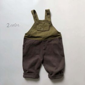 Baby Color Matching Design Soft Cotton Fashion Overalls (Size/Age: 110 (3-5Y), Color: Green)