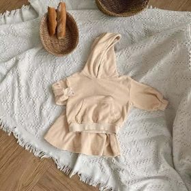 Baby Girl Solid Color Soft Cotton Hoodie With Skirt Sets (Size/Age: 73 (6-9M), Color: Apricot)