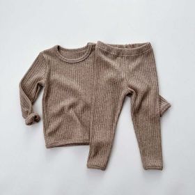 Baby Solid Color Comfy Fabric Shirt Sets Pajamas Home Clothes (Size/Age: 120 (5-7Y), Color: GREY)