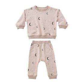 Baby Western Print Pattern Long Sleeve Casual Hoodie Sets Home Clothes (Size/Age: 73 (6-9M), Color: GREY)