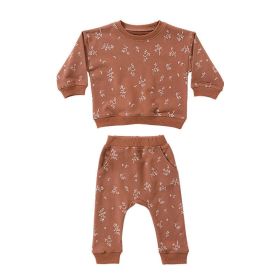 Baby Western Print Pattern Long Sleeve Casual Hoodie Sets Home Clothes (Size/Age: 100 (2-3Y), Color: brown)