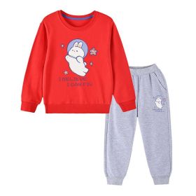 Baby Girl Cute Bunny Graphic Hoodie Combo Loose Trousers Soft Cotton Sets (Size/Age: 140 (8-10Y), Color: Khaki)