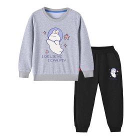 Baby Girl Cute Bunny Graphic Hoodie Combo Loose Trousers Soft Cotton Sets (Size/Age: 110 (3-5Y), Color: beige)