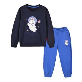 Baby Girl Cute Bunny Graphic Hoodie Combo Loose Trousers Soft Cotton Sets (Size/Age: 110 (3-5Y), Color: Navy Blue (Dark Blue))