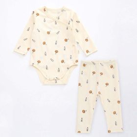 Baby Floral Print Pattern Side Buckle Design Cute Thin Style Air Conditional Clothes Sets (Size/Age: 66 (3-6M), Color: Orange)