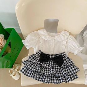 Baby Girl Solid Blouses Plaid Pattern Princess Skirt Sets (Size/Age: 80 (9-12M), Color: black)
