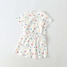 Baby 1pcs Plaid & Heart Pattern Tee Combo Shorts Simply Style Sets (Size/Age: 80 (9-12M), Color: White)