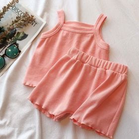 Baby Girl Solid Color Sleeveless Vest With Shorts Sets (Size/Age: 66 (3-6M), Color: pink)