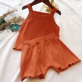 Baby Girl Solid Color Sleeveless Vest With Shorts Sets (Size/Age: 90 (12-24M), Color: brown)