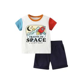 Baby Girl Cartoon And Slogan Pattern Colorblock Design Cotton Shirt (Size/Age: 90 (12-24M), Color: Apricot)