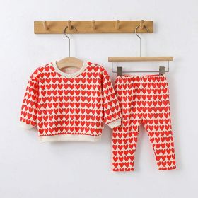 Baby All Over Print Pattern Hoodies Combo Pants Sets (Size/Age: 90 (12-24M), Color: Red)