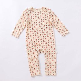 Baby Ditsy Flower Pattern Envelope Collar Nordic Style Jumpsuit (Size/Age: 73 (6-9M), Color: Apricot)