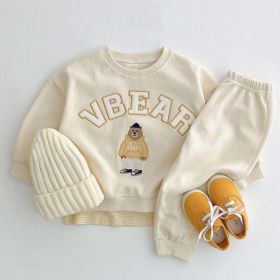Baby Bear Letters Pattern Hoodies Combo Trousers Casual Cute Sets (Size/Age: 100 (2-3Y), Color: White)