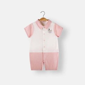 Baby Animal Print Single Breasted Design Color Matching Onesies (Size/Age: 80 (9-12M), Color: pink)