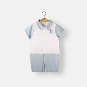 Baby Animal Print Single Breasted Design Color Matching Onesies (Size/Age: 73 (6-9M), Color: Blue)