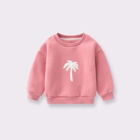 Baby Embroidered Pattern Fleece Hoodies Sets (Size/Age: 100 (2-3Y), Color: pink)