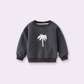 Baby Embroidered Pattern Fleece Hoodies Sets (Size/Age: 100 (2-3Y), Color: GREY)