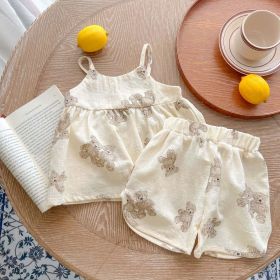 Baby Animal Print Sling Tops Combo Shorts 2-Pieces Sets (Size/Age: 66 (3-6M), Color: beige)